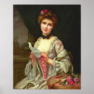 Vintage Elegant Lady With Roses_GA - Poster