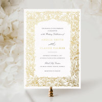 Vintage Elegant Leafy Vine Frame Gold Foil Wedding