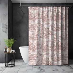 Vintage Elegant Light Brown Toile de Jouy Shower Curtain