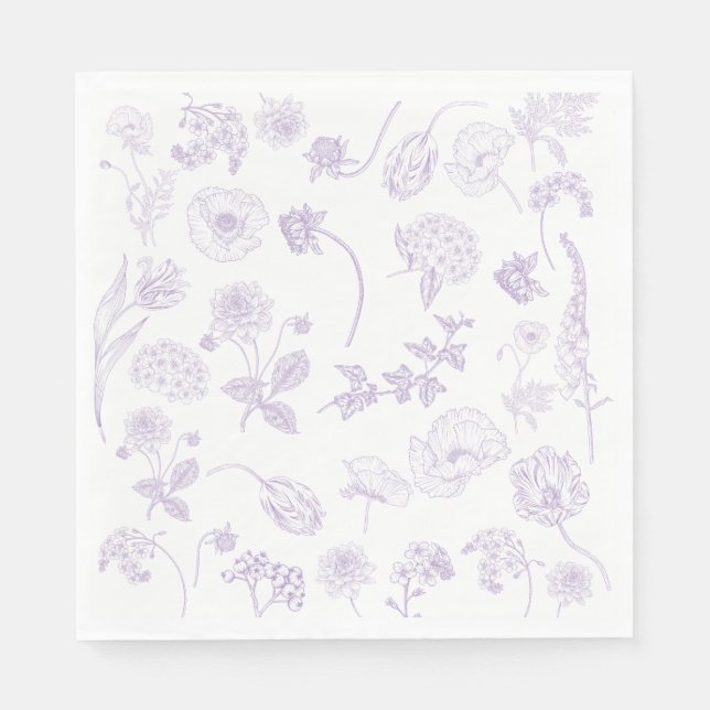 Vintage Elegant Lilac Lavender Floral Garden Napkin (Front)