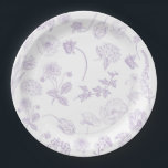 Vintage Elegant Lilac Lavender Floral Garden Paper Plate<br><div class="desc">Welcome to the world of Vintage Lilac Lavender Floral paper plates! Whether you’re planning a baby shower or you simply love the beauty and charm of vintage-inspired design, these paper plates add a subtle touch of elegance to every occasion. With a delicate lavender vintage line art flower pattern on a...</div>