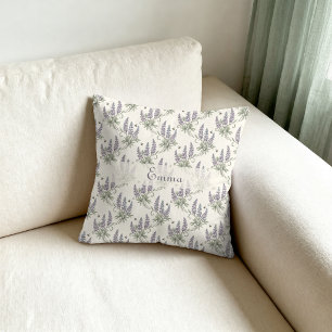 Vintage Elegant Lupine & Bees Botanical Pattern – Cushion