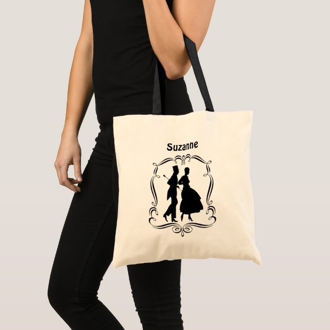 Vintage Elegant Man Woman Silhouette Personalised Tote Bag (Front (Product))