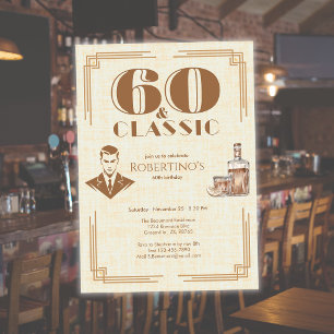 Vintage Elegant Men's Whiskey 60th Birthday Invitation