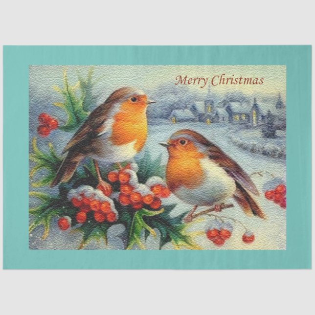 Vintage Elegant Merry Christmas Tissue Paper (Front)