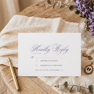 Vintage Elegant Minimalist Script Regency Wedding RSVP Card