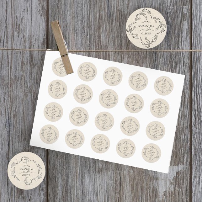 Vintage Elegant Minimalist Wedding Sticker (Creator Uploaded)