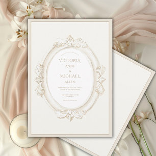 Vintage Elegant Neutral Wedding Invitation