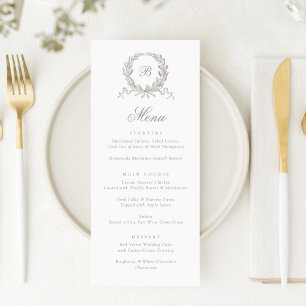 Vintage Elegant Olive Oak Botanical Wreath Menu