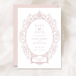 Vintage Elegant Ornament Floral Frame Save Date Invitation