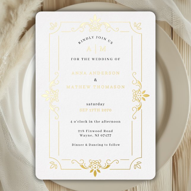 Vintage Elegant Ornament Frame Monogram Wedding (Creator Uploaded)