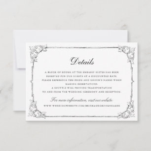 Vintage Elegant Ornament Frame Wedding Details Invitation