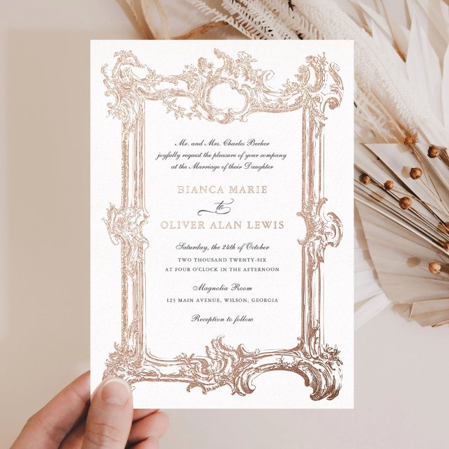 Vintage Elegant Ornamental Rose Foil Frame Wedding (Creator Uploaded)
