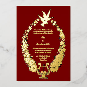 Vintage Elegant Ornate Doves Flowers & Harp Border