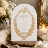 Vintage Elegant Ornate Doves Flowers & Harp Border