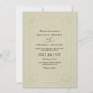 Vintage Elegant Ornate Embossing Classic Wedding Invitation