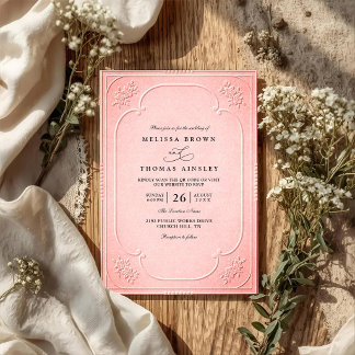 Vintage Elegant Ornate Embossing Classic Wedding Invitation
