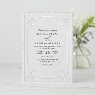 Vintage Elegant Ornate Embossing Classic Wedding Invitation