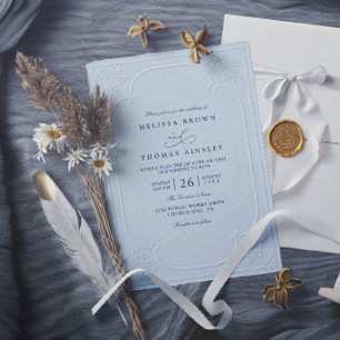 Vintage Elegant Ornate Embossing Modern Wedding Invitation