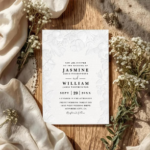 Vintage Elegant Ornate Embossing QR Code Wedding Invitation