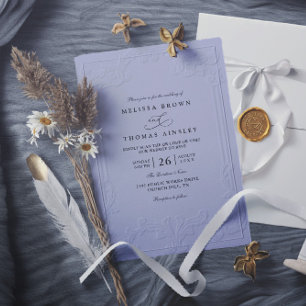 Vintage Elegant Ornate Embossing QR Code Wedding Invitation