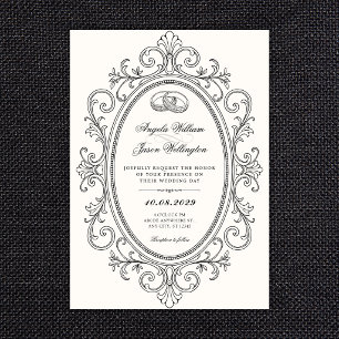 Vintage elegant ornate wedding invitation
