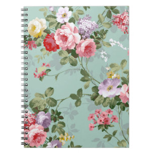 Vintage Elegant Pink Red Roses Pattern Spiral Notebook
