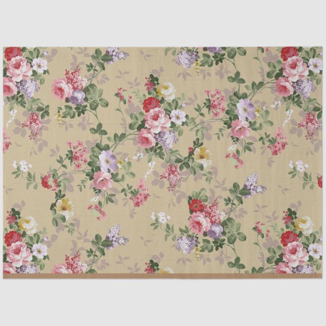 Vintage Elegant Popular Rose Floral Tissue Paper (Front)