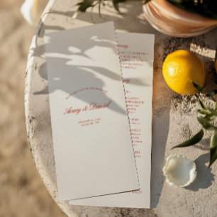 Vintage Elegant Red & Ivory Wedding Ceremony Programme