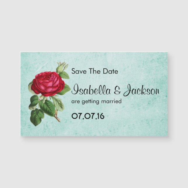 Vintage Elegant Red Rose  Save The Date (Front)