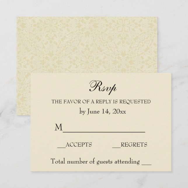 Vintage Elegant RSVP Ecru Lace Card (Front/Back)