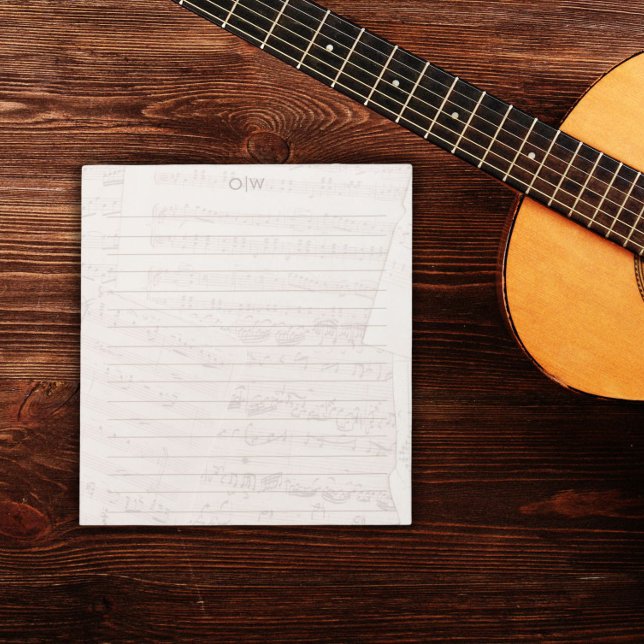 Vintage Elegant Sheet Music Initial Monogram Lined Notepad (Creator Uploaded)