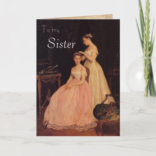 Vintage Elegant Sister Birthday Card (Front)