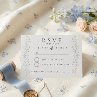 Vintage Elegant Soft Floral Regency Wedding RSVP Card