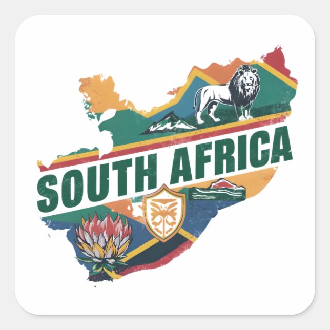 Vintage Elegant South Africa Travel Souvenir Square Sticker (Front)