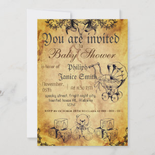 Vintage Elegant Spooky, Halloween Baby Shower Invitation