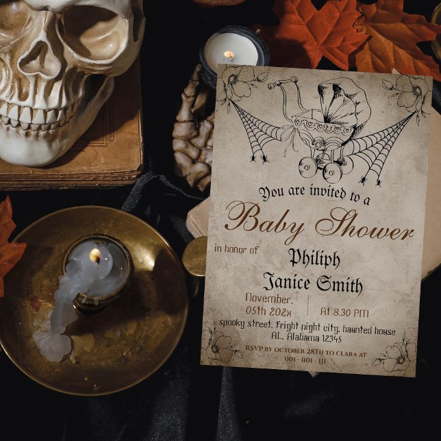 Vintage Elegant Spooky, Halloween Baby Shower Invitation (Creator Uploaded)