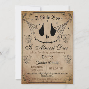 Vintage Elegant Spooky, Halloween Baby Shower Invitation