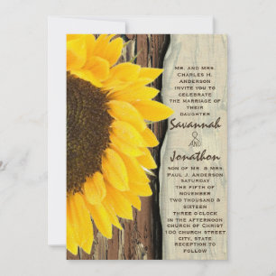 Vintage Elegant Sunflower Wedding Invitation