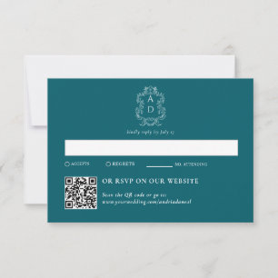 Vintage Elegant Tale Blue   Traditional & QR Code RSVP Card