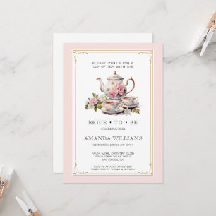 Vintage Elegant Tea Party Bridal Shower Invitation