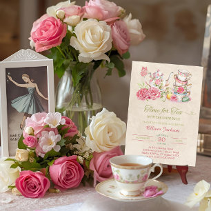 Vintage Elegant Tea Party Bridal Shower Invitation