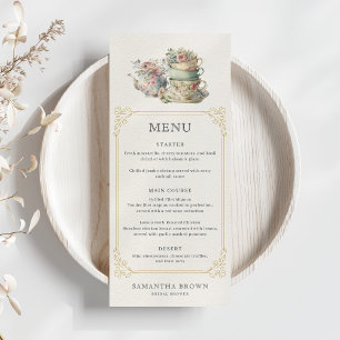 Vintage Elegant Tea Party Bridal Shower Menu