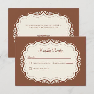 Vintage Elegant Terracotta Fall Wedding QR Code RSVP Card