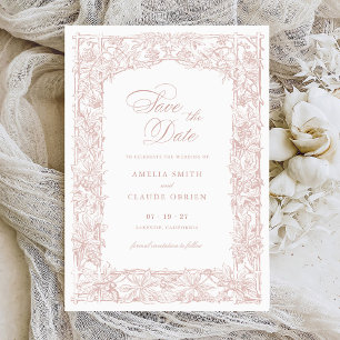 Vintage Elegant Vines Border Frame Save the Date Invitation