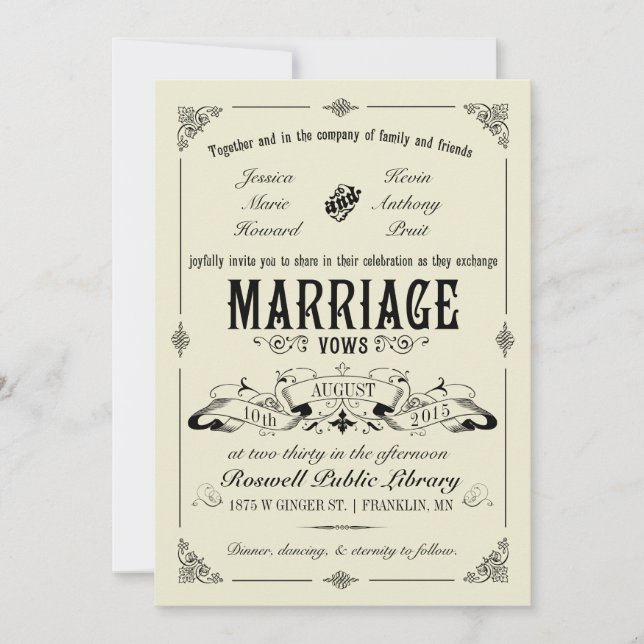 Vintage Elegant Wedding Invitation (Front)