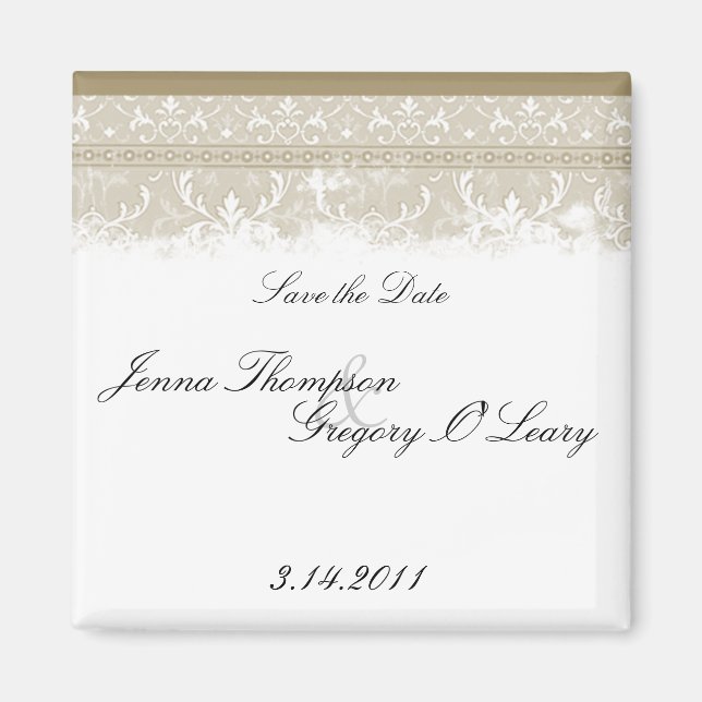 Vintage Elegant Wedding Magnets (Front)