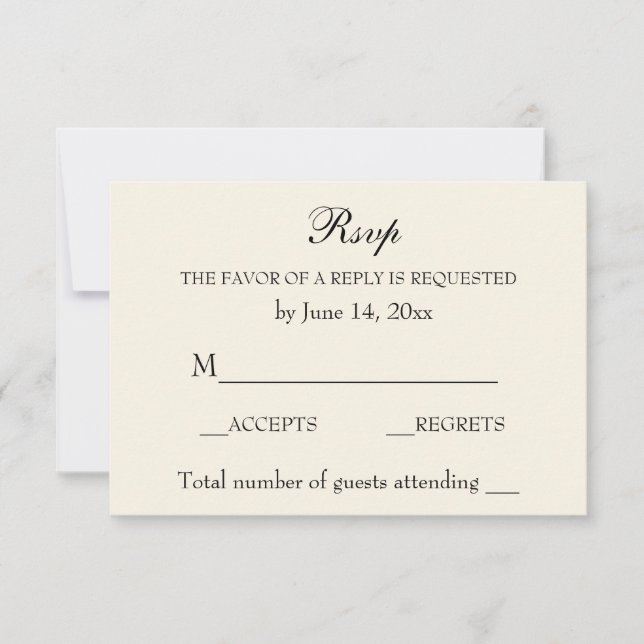 Vintage Elegant Wedding RSVP  Sophisticated Cream Card (Front)