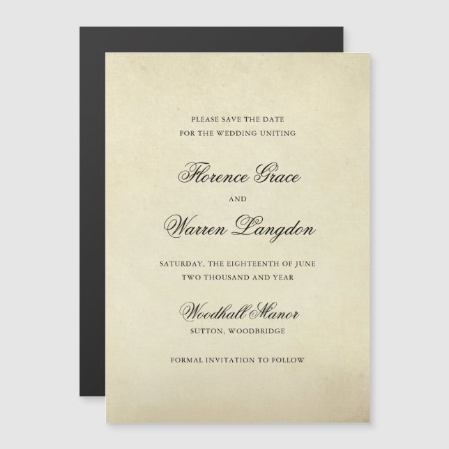 Vintage Elegant Wedding Save the Date Magnetic Invitation