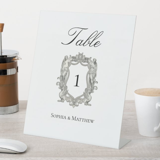 Vintage Elegant Wedding Table Number  Pedestal Sign (In SItu)